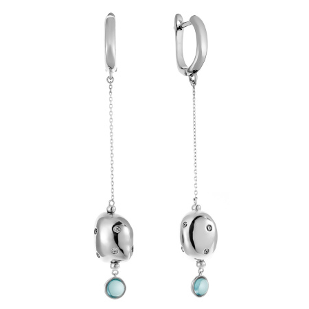 Серебряные серьги с ситаллом и фианитами