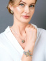Серебряный кулон на цепи с цитрином, марказитами Swarovski и позолотой
