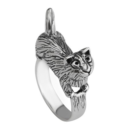 Серебряное кольцо «Кот манчкин»