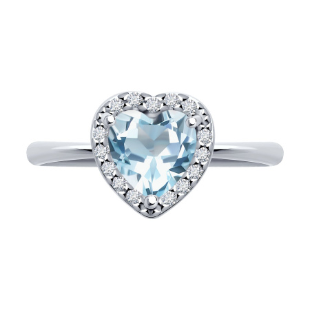 Кольцо из серебра с топазом и фианитами