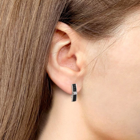 Серьги из серебра с нанокристаллом и фианитами