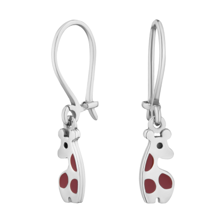 Серьги серебряные с эмалью «Жираф»