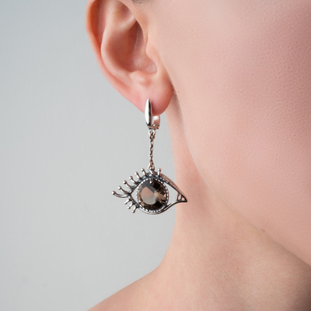 Серьги из серебра с раухтопазом «Я тебя вижу»