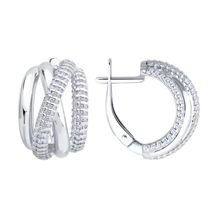 Серьги из серебра с фианитами