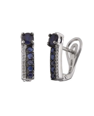 Серьги из серебра с натуральным сапфиром