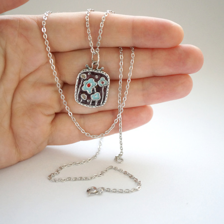 Подвеска из серебра с эмалью «Ночка»