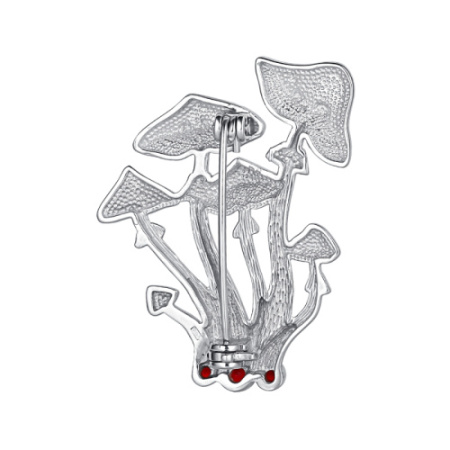 Брошь из серебра с эмалью «Грибы»