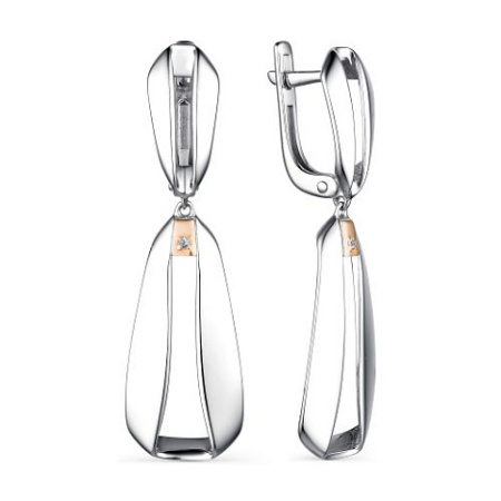 Серьги из серебра с бриллиантом и позолотой