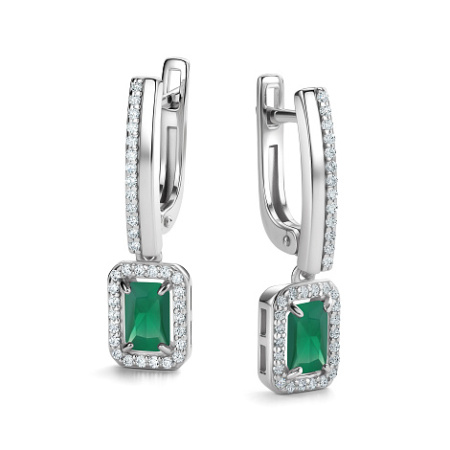 Серебряные серьги с агатом и фианитами