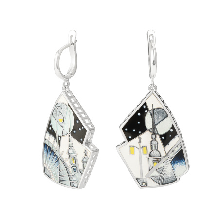 Серьги «Северная столица Ночь» из серебра с эмалью