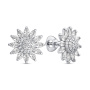 Серьги из серебра с фианитами «Ромашка»