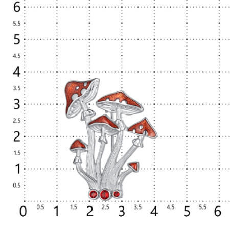 Брошь из серебра с эмалью «Грибы»
