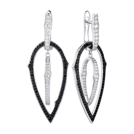 Серьги из серебра с нанокристаллом и фианитом