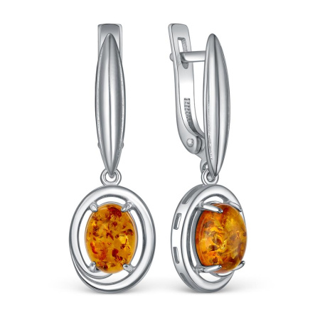 Серебряные серьги с янтарем