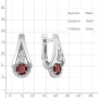 Серьги из серебра с гранатом и фианитами