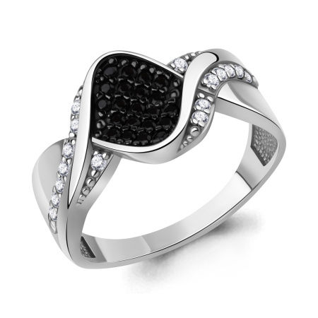 Кольцо из серебра с нанокристаллами и фианитами