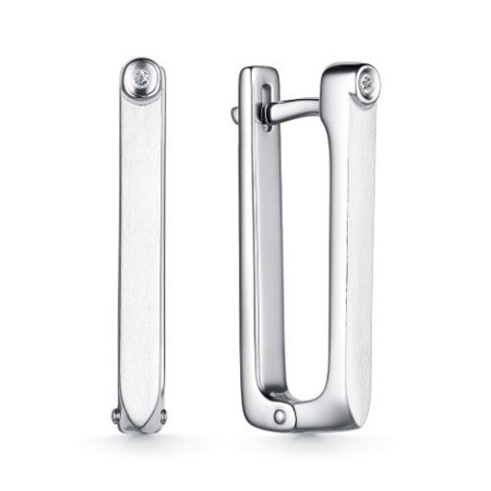 Серьги из серебра с бриллиантом «Прямоугольник»