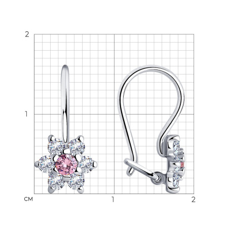 Серьги из серебра с фианитами
