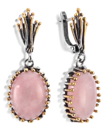 Серьги из серебра с розовым кварцем