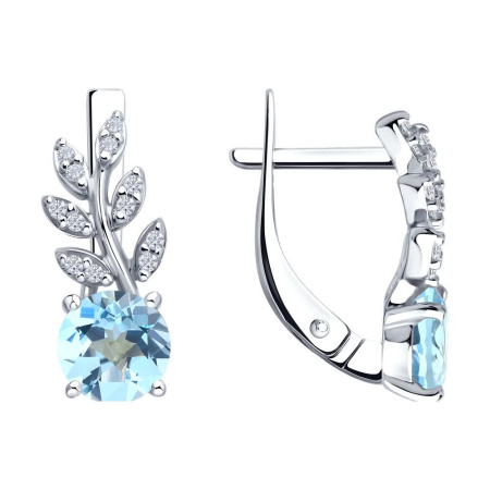 Серьги из серебра с топазами и фианитами