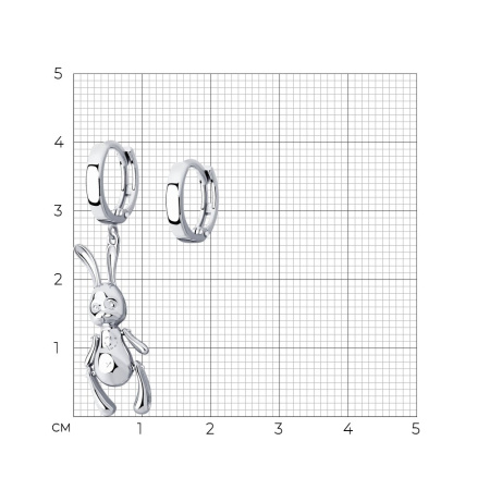 Серьги из серебра «Заяц» ассиметричные