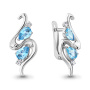 Серьги из сербра с топазом Swiss blue и фианитом