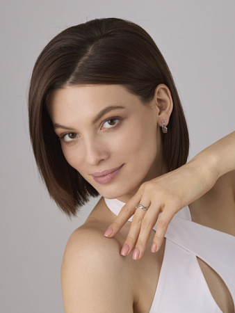 Серьги из серебра с бриллиантами и позолотой «Сердце»