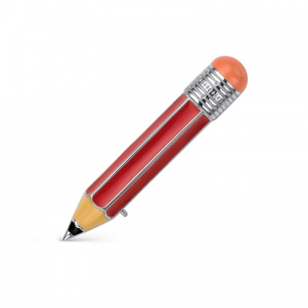 Брошь «Карандаш красный» с эмалью