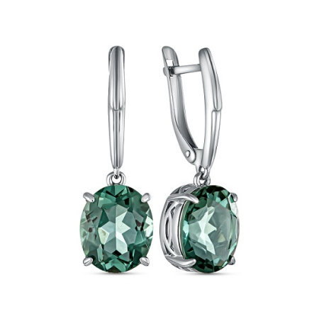 Серьги из серебра с празиолитом