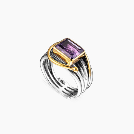 Серебряное кольцо «Аметистовая Грация»