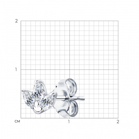 Серьга из серебра с фианитами