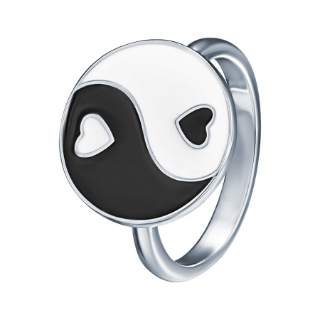 Серебряное кольцо с эмалью «Инь Янь»
