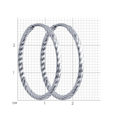 Серебряные серьги с алмазной гранью 2,5 см