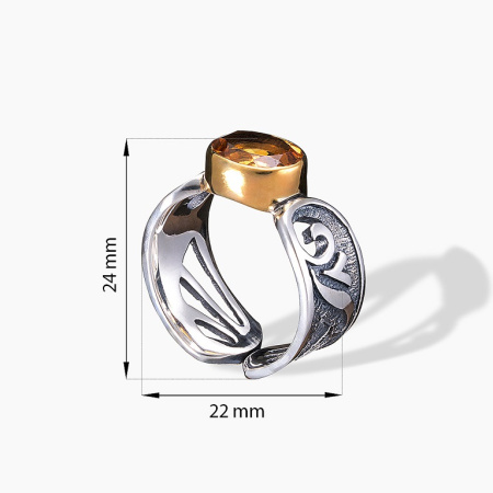 Серебряное кольцо «Цитриновое Сияние Заката» с цитрином