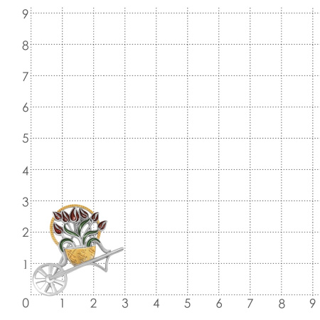 Брошь из серебра с эмалью «Корзина цветов»