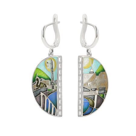 Серьги «Санкт-Петербург День» из серебра с эмалью