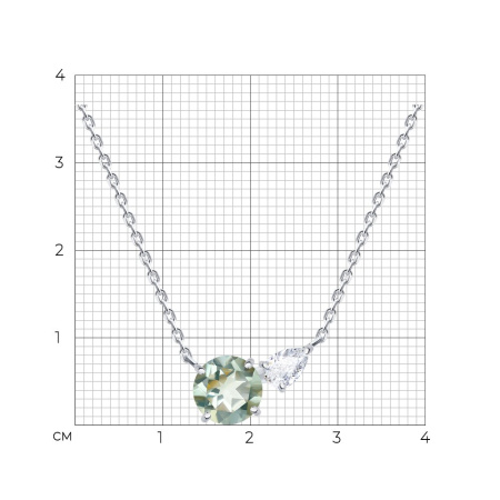 Колье из серебра с празиолитом и фианитом