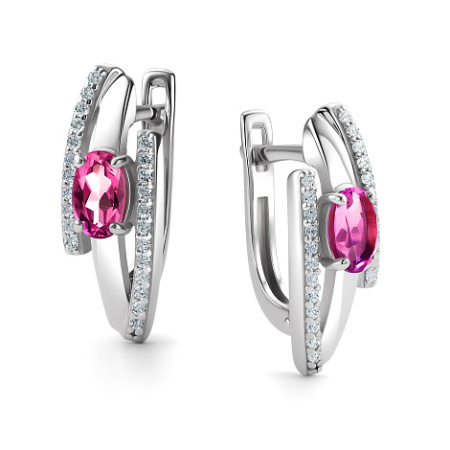 Серебряные серьги с топазом и фианитами