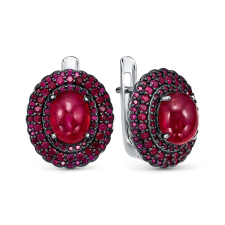 Серьги из серебра с корундом