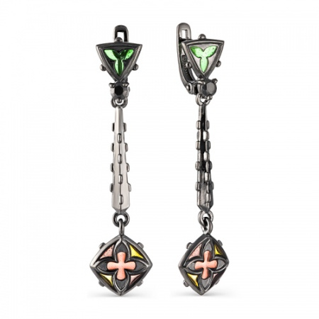 Серьги из серебра с витражной эмалью «Готика»