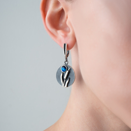 Серебряные серьги с опалом «Камыши»