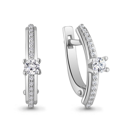 Серьги из серебра с фианитами