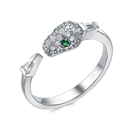 Серебряное кольцо с фианитами «Змея»