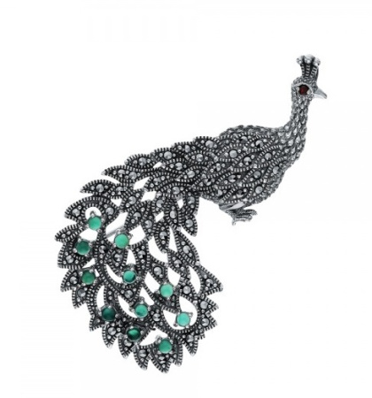 Брошь из серебра «Павлин»