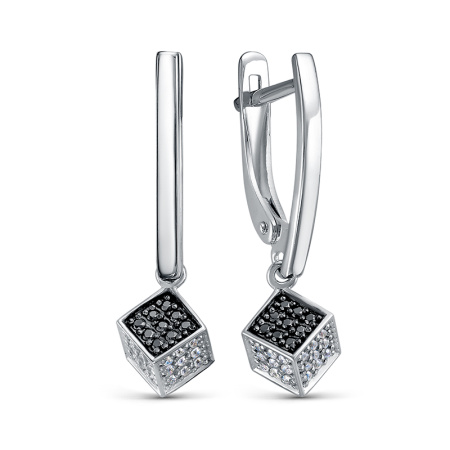 Серебряные серьги с фианитами «Кубики»