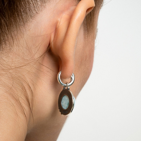 Серебряные серьги с ларимаром