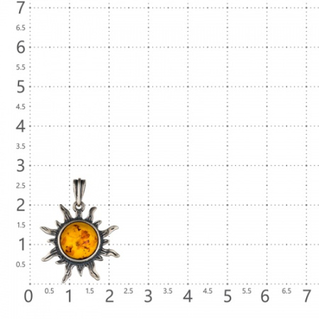 Подвеска я янтарем Солнце из серебра 925