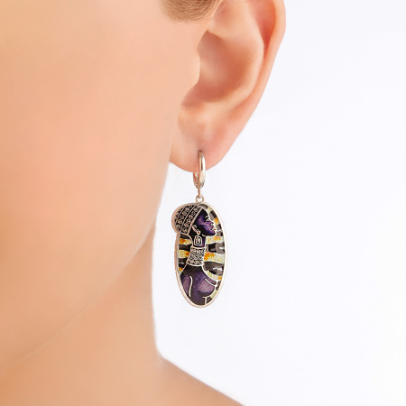 Серебряные серьги «Кения» с эмалью