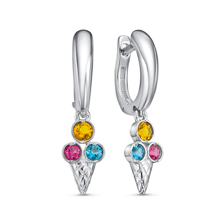 Серебряные серьги с кварцем «Мороженое»