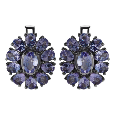 Серьги из серебра с танзанитом